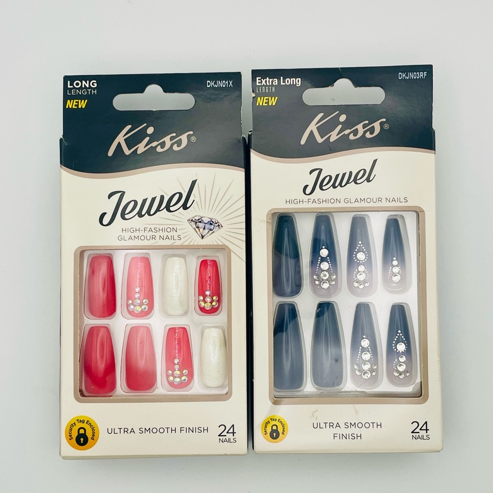 KISS Jewel High Fashion Glamour Nails - Lot of 2